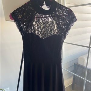 Black lace mini dress